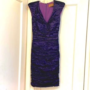 Nicole Miller Techno Metal Ruched Dress